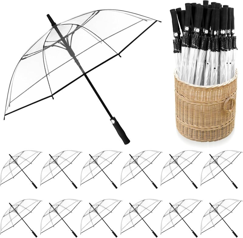 Cosblank 12 Pcs Wedding Umbrellas Bulk, 41 Inch Wedding Stick Umbrellas with Wooden Handle - Image 1